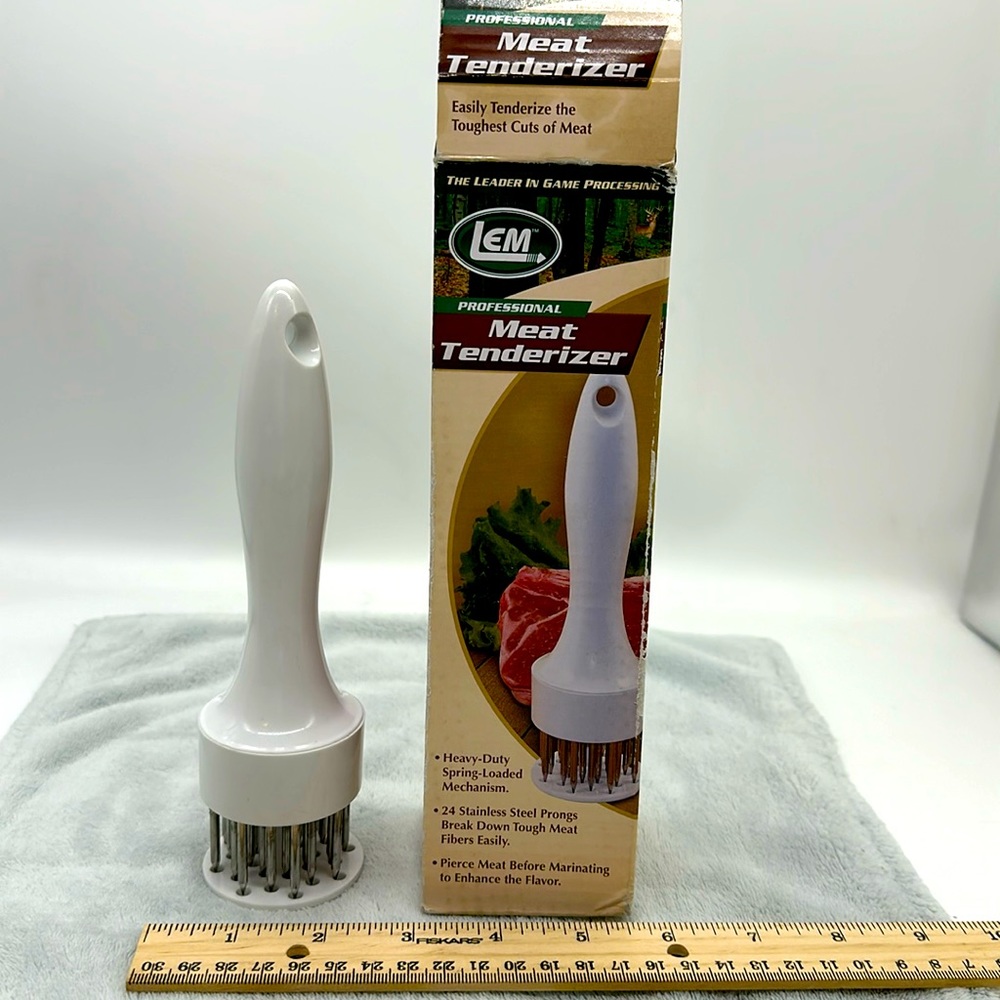 LEM Professional Meat Tenderizer Handheld Stainless Steel & White Plastic